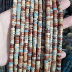 SB7158 Hot sale natural picasso jasper semiprecious stone coin heishi disc spacer jewelry beads