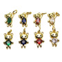 CZ8525 18K Gold Plated Over Brass CZ Paved Cute Bear Charm Pendants