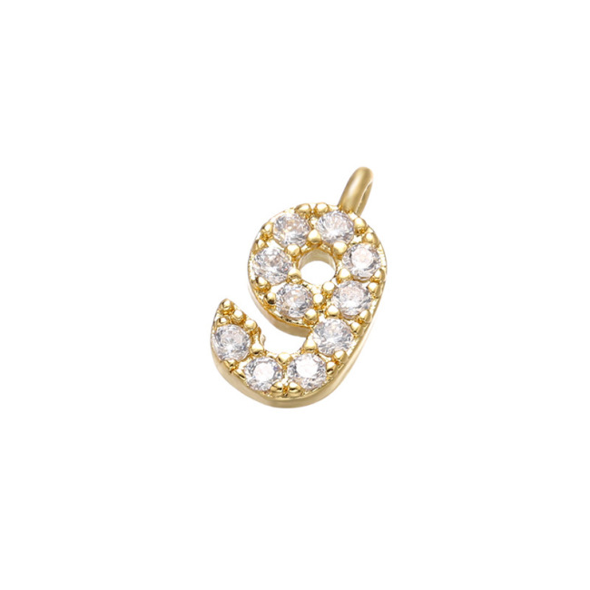 CZ8100 Dainty minimalist Small Clear CZ digits number Charm,Tiny mini Cubic Zirconia Arabic numerals Charm