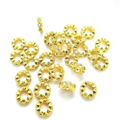 CZ6474 Big hole, 18k gold silver plated CZ micro pave rondelle spacer beads,cubic zirconia pave spacers