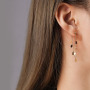 ES1106 Waterproof Gold Plated Stainless Steel Teardrop Leaf Drop Dangle Charms link Chain Huggies Earrings for Women