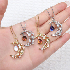 NZ1338 New 18K Gold plated Celestial Jewelry Chic Cubic Zirconia CZ Micro Pave Star and Crescent Moon Pendant Chain Necklace NZ1338 New 18K Gold plated Celestial Jewelry Chic Cubic Zirconia CZ Micro Pave Star and Crescent Moon Pendant Chain Necklace
