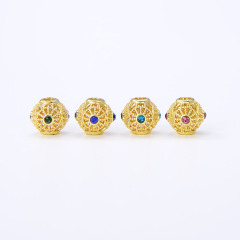 CZ8338 18K Gold Plated Brass Fashion colorful diamond pave beads cubic zirconia findings for jewelry making