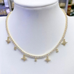 NZ1232 18k gold plated brass CZ diamond micro pave evil eyes star heart cross dangle charms Pendant chocker Necklace