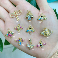 CZ8491 Minimalist Mini gold CZ micro pave dragonfly bee ladybug insects pendant charm,Cubic zirconia animal charm CZ8491 Minimalist Mini gold CZ micro pave dragonfly bee ladybug insects pendant charm,Cubic zirconia animal charm