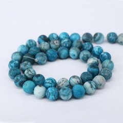 SB6790 Matte Blue Crazy Lace Jasper Round Beads,Matte Blue Semiprecious Stone Beads Strands