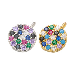 CZ7883 Chic Minimalist Mini Rainbow Diamond Jewelry Charm Tiny CZ Micro Pave Disc Round Charms CZ7883 Chic Minimalist Mini Rainbow Diamond Jewelry Charm Tiny CZ Micro Pave Disc Round Charms