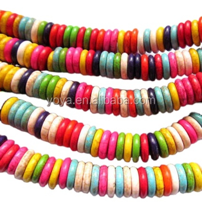 TB0132 Turquoise Round Loose Beads, Turquoise Button Rondelle Beads for jewelry making