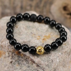 BN5279 Wholesale High Quality Fashion Women Bracelet 8Mm Natural Stone Black Agate Bead And Gold Lava Beaded Bracelet BN5279 Wholesale High Quality Fashion Women Bracelet 8Mm Natural Stone Black Agate Bead And Gold Lava Beaded Bracelet