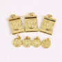 JS1496 Christian Jewelry Supplies Charms,Small 18k Gold Plated The Virgin Mary Coin Jesus Medal Charms