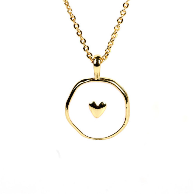 NM1233 Dainty Gold Enamel Heart Lightning Bolt Star Moon Medallion Coin Chain Necklace