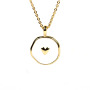 NM1233 Dainty Gold Enamel Heart Lightning Bolt Star Moon Medallion Coin Chain Necklace