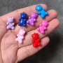 JS1573 Gold Plated brass 3D vision enamel neon rainbow bear charms Pendant