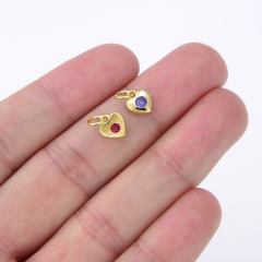 CZ8250 Tiny minimal Mini 18K Gold Plated CZ Cubic Zirconia Micro Pave Heart Charm Pendant For Jewelry Making
