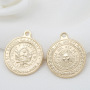 JS1505 High Quality Chic 14k Gold Plated Smile Sun Face Medallion Charm Necklace Pendants