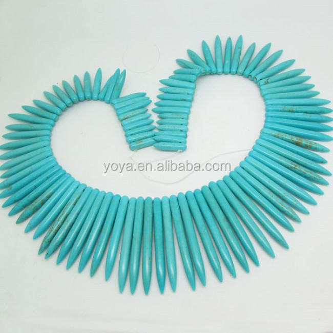 TB0221 Ethnic Turquoise Spikes Needles Beads,Graduated Turquoise Tooth Beads Set,Jewelry Sticks Spike Beads/Basketball Wives