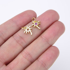 CZ8235 Dainty Mini Gold Plated CZ Micro Pave Palm Tree Beach Charms for Jewelry Making