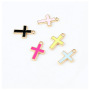 JS1522 Popular Small Tiny Colorful Multi Color Neon Enamel Cross Religious Charm Pendants for Jewelry Making