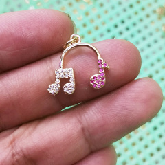 CZ8341 New Dainty Mini Small Double Clear CZ Diamond Star Heart Charms,Tiny Pink Zircon Cubic Zirconia Cross Charms Pendant