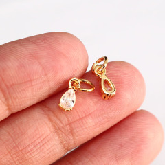 Tiny 18K Gold Plated CZ Cubic Zirconia Micro Pave Drop Charms ,Mini Teardrop Charm Pendant For Necklace Earring Jewelry Making