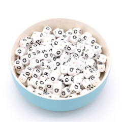 SB6284 High Quality Kids Children Silicone Cube Alphabet/ Letter Initial Box Teething Beads