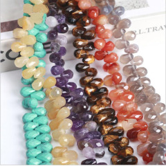 SB7140 Top Drilled Faceted Crystal Quartz Natural Stone Gemstone Teardrop Beads