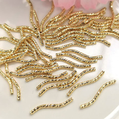 JS1297 tiny gold plated faceted curved spacer bars,gold jewelry fine tubes for jewelry making