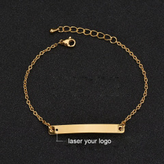 BS2002 custom engraved ID personalized 304 stainless steel name bar bracelet for women