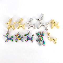 JS1550 18K Gold Plated Balloon Puppy Dog Charm Pendant, Poodle Balloon Charm, Balloon Dog Animal Charm,