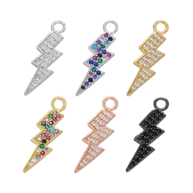CZ7824 CZ Thunder Lightning Bolt Charm, Diamond CZ Pave Thunder lightning Sign Pendant