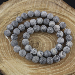 SB6522 4mm 6mm 8mm 10mm 12mm Wholesale natural matte grey map stone beads for DIY jewelry making