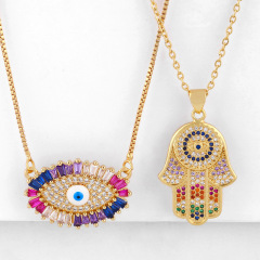 NZ1187 fashion gold brass hamas hand pendant ladies necklace charm copper with CZ evil eyes women necklace NZ1187 fashion gold brass hamas hand pendant ladies necklace charm copper with CZ evil eyes women necklace