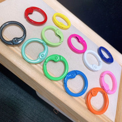 JF1327 Enamel Neon Round Circle Snap Clip Trigger Clasps Spring Gate Buckle for Jewelry Necklace Making
