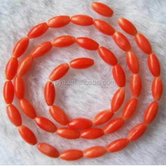 CB8100 Orange bamboo coral oval rice beads,coral Barrel Drum beads