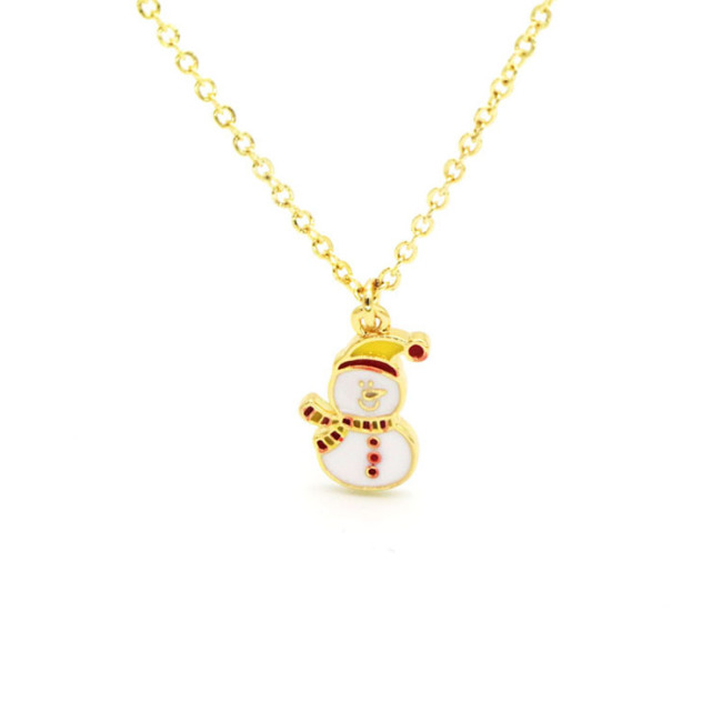 NM1221 New Party Favors Xmas Gift 18K Gold Plated CZ Micro Pave Enamel Christmas Tree Santa Chain Necklace