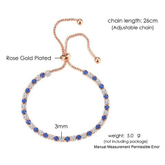 BC1316 Fashion Chic 3mm Blue and Clear Diamond CZ Zircon Cubic Zirconia Chain Tennis Slide Bracelets for Girl Women Ladies