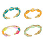 RM1161 Popular Chic Gold Plated Diamond Zircon CZ Micro Pave Gold Coffee Bean Lin Chain Adjustable Open Rings