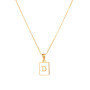 IPG Gold Stainless Steel Letter A-Z Initial Necklace For Women White Rectangle Shell Alphabet Pendant Necklace