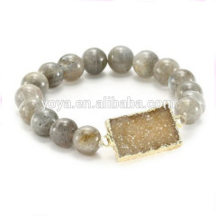 BRH1252 Labradorite Beaded Druzy Bracelet Stretch Bracelet BRH1252 Labradorite Beaded Druzy Bracelet Stretch Bracelet