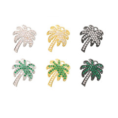 CZ7748 Gold Green CZ Micro Pave Coconut Palm Tree Charm Pendants CZ7748 Gold Green CZ Micro Pave Coconut Palm Tree Charm Pendants