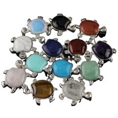 JF6878 lovely colourful gemstone pave tortoise turtle charm pendant