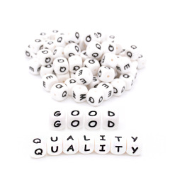 SB6284 High Quality Kids Children Silicone Cube Alphabet/ Letter Initial Box Teething Beads