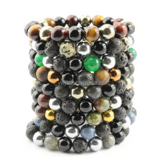 BN5061F custom gemstone beads elastic bracelet for men ,mix natural gemstone beads stretch bracelet