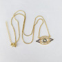 NZ1236 Fashion 18k Gold Plated CZ Pave Blue Turkish Evil Eye Pendant Chain Layering Protection Necklace