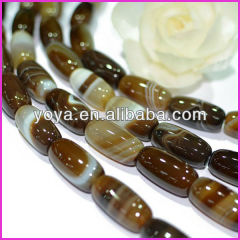 AB0181 Natural coffee stripe agate drum beads,barrel shaped brown striped agate beads