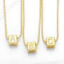 NZ1340 New Style 18K Gold Plated Cube Dice 26 Alphabet Letter Charm Necklaces Initial Charm Chain Necklace for Women