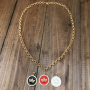 NZ1047 New Popular Enamel CZ Micro Pave Crown Disc Pendant Chunky Gold Circle O Chain Necklace