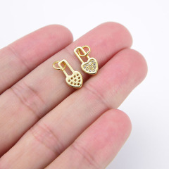 CZ8222 Tiny minimal Mini Small 18K Gold Plated CZ Cubic Zirconia Micro Pave Heart Charm Pendant For Jewelry Making