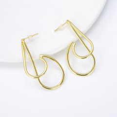 Wholesale Fashion 18K Gold Plated Brass Hoop Studs Huggies Minimals Simple Earring