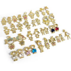 CZ7290 New Small Gold CZ Micro Pave Little Girls and Boys Child Children Kids Charm Pendants for Kid Jewelry Craft Supplies